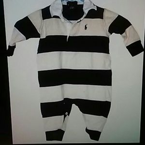 Ralph Lauren Polo One Piece Blue White strp 6-12mo